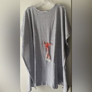 BRAND NEW $122- CABANA LIFE UPF 50+ BLUE/WHITE STRIPE TERRY KAFTAN/DRESS SZ XS
